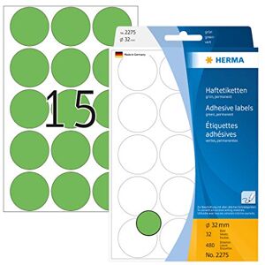 Herma 2275 Punktaufkleber Klebepunkte grün, 480 Stück, Ø 32 mm, 15 pro Bogen, selbstklebend, Markierungspunkte für Kalender Planer Basteln, matt, blanko Papier Farbpunkte Aufkleber Herma 2275 Punktaufkleber Klebepunkte grün, 480 Stück, Ø 32 mm, 15 pro Bogen, selbstklebend, Markierungspunkte für Kalender Planer Basteln, matt, blanko Papier Farbpunkte Aufkleber