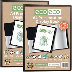 eco003x2 Präsentationsmappe, A4-Format, 50% recycelt, Schwarz, 2 Stück – 20 Fächer, Portfolio, Kunstmappe mit Kunststoffhüllen für Schule, Büro und Geschäft, Dokumenten-Organizer, 2 Stück eco003x2 Präsentationsmappe, A4-Format, 50% recycelt, Schwarz, 2 Stück – 20 Fächer, Portfolio, Kunstmappe mit Kunststoffhüllen für Schule, Büro und Geschäft, Dokumenten-Organizer, 2 Stück