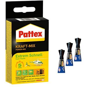Pattex Kraft-Mix Extrem Schnell, extrem schnell härtender 2 Komponenten Kleber auf Epoxidharz Basis, für viele Materialien, Spar-Set mit 2x 12 g Tube und 3x 1 g Sekundenkleber Ultra Gel Pattex Kraft-Mix Extrem Schnell, extrem schnell härtender 2 Komponenten Kleber auf Epoxidharz Basis, für viele Materialien, Spar-Set mit 2x 12 g Tube und 3x 1 g Sekundenkleber Ultra Gel