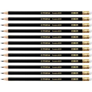 STABILO Bleistift mit Radierer Swano in schwarz 12er Pack Härtegrad HB STABILO Bleistift mit Radierer Swano in schwarz 12er Pack Härtegrad HB