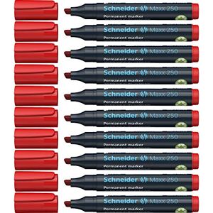 Schneider Maxx 250 Permanent-Marker mit Keilspitze (Strichstärke: 2+7 mm, nachfüllbar) 10er Packung rot Schneider Maxx 250 Permanent-Marker mit Keilspitze (Strichstärke: 2+7 mm, nachfüllbar) 10er Packung rot