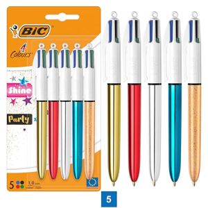 BIC 4 Farben Kugelschreiber Set 4 Colours Shine, in verschiedenen Farben, 5er Pack, Ideal für das Büro, das Home Office oder die Schule BIC 4 Farben Kugelschreiber Set 4 Colours Shine, in verschiedenen Farben, 5er Pack, Ideal für das Büro, das Home Office oder die Schule