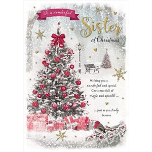 Piccadilly Greetings Foto-Weihnachtskarte für Schwester, Rot/Beige/Braun/Grau, 22,9 x 15,2 cm Piccadilly Greetings Foto-Weihnachtskarte für Schwester, Rot/Beige/Braun/Grau, 22,9 x 15,2 cm