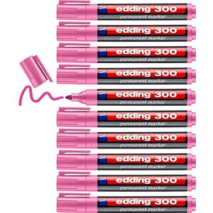 edding 300 Permanentmarker pink 10 Stifte Rundspitze 1,5-3 mm wasserfest, schnell-trocknend wischfest für Karton, Kunststoff, Glas, Holz, Metall, Glas edding 300 Permanentmarker pink 10 Stifte Rundspitze 1,5-3 mm wasserfest, schnell-trocknend wischfest für Karton, Kunststoff, Glas, Holz, Metall, Glas