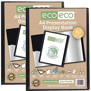 eco020 x 2 Präsentationsmappe, A4-Format, 50% recycelt, 60 Hüllen, Schwarz, Präsentationsmappe mit Kunststoffhüllen, 2 Stück eco020 x 2 Präsentationsmappe, A4-Format, 50% recycelt, 60 Hüllen, Schwarz, Präsentationsmappe mit Kunststoffhüllen, 2 Stück