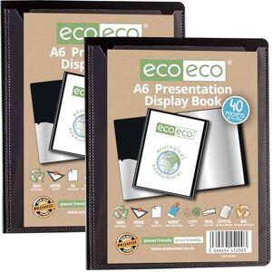 Präsentationsbuch, A6-Format, 50% recycelt, 40 Taschen, schwarz, Präsentationsmappe mit Kunststoffhüllen, 2 Stück, eco200 x 2 Präsentationsbuch, A6-Format, 50% recycelt, 40 Taschen, schwarz, Präsentationsmappe mit Kunststoffhüllen, 2 Stück, eco200 x 2