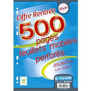 Calligraphe Clairefontaine 9353C Packung mit 500 Blatt Ringbucheinlage DIN A4 21x29,7 cm, französische Lineatur, 90g, Ideal für Ringbuch 32x26 cm, 1 Pack, Weiß Calligraphe Clairefontaine 9353C Packung mit 500 Blatt Ringbucheinlage DIN A4 21x29,7 cm, französische Lineatur, 90g, Ideal für Ringbuch 32x26 cm, 1 Pack, Weiß