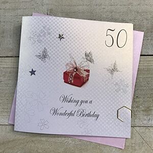 WHITE COTTON CARDS Glückwunschkarte Wishing You A Wonderful 50. Geburtstag, handgemachte Karte, Rot WHITE COTTON CARDS Glückwunschkarte Wishing You A Wonderful 50. Geburtstag, handgemachte Karte, Rot