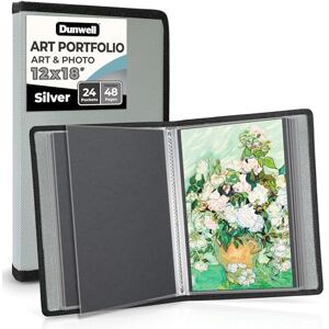 Dunwell Kunst-Portfolio-Mappe mit Montagepapier, Präsentationsbuch zur Aufbewahrung von Kunstwerken, 24 klare Kunststoffhüllen, zeigt 48 Seiten, säurefreies Polymaterial, 30,5 x 45,7 cm, Silber Dunwell Kunst-Portfolio-Mappe mit Montagepapier, Präsentationsbuch zur Aufbewahrung von Kunstwerken, 24 klare Kunststoffhüllen, zeigt 48 Seiten, säurefreies Polymaterial, 30,5 x 45,7 cm, Silber