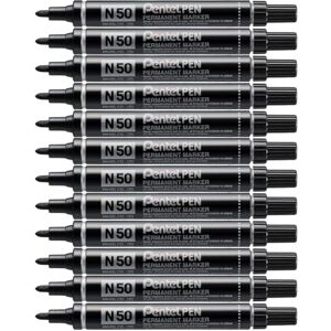 Pentel N50 Permanentmarker Rundspitze 1,5-2 mm Strichbreite 12 Stück schwarz Pentel N50 Permanentmarker Rundspitze 1,5-2 mm Strichbreite 12 Stück schwarz
