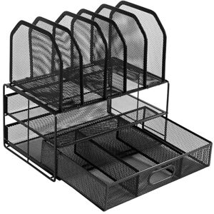 Amazon Basics Schreibtisch-Organizer aus Metallgeflecht, mit Schublade, doppelter Ablage und 5 senkrechten Bereichen, schwarz Amazon Basics Schreibtisch-Organizer aus Metallgeflecht, mit Schublade, doppelter Ablage und 5 senkrechten Bereichen, schwarz