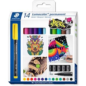 Staedtler permanent Marker Lumocolor permanent ART, für fast alle Oberflächen, wisch- und wasserfest, Linienbreite 1,00 mm, nachfüllbar, 14 Universalstifte in sortierten Farben, 317 C14 Staedtler permanent Marker Lumocolor permanent ART, für fast alle Oberflächen, wisch- und wasserfest, Linienbreite 1,00 mm, nachfüllbar, 14 Universalstifte in sortierten Farben, 317 C14