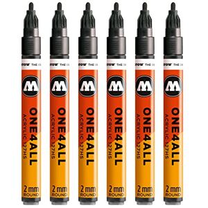 Molotow One4All 127HS Acryl Marker (2,0 mm Strichstärke, hochdeckend und permanent, UV-beständig, für fast alle Untergründe) 6 Stück Farbe 223 metallic schwarz Molotow One4All 127HS Acryl Marker (2,0 mm Strichstärke, hochdeckend und permanent, UV-beständig, für fast alle Untergründe) 6 Stück Farbe 223 metallic schwarz