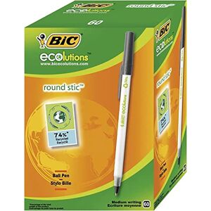 BIC Kugelschreiber ECOlutions Round Stic, in Schwarz, Strichstärke 0,4 mm, 60er Pack, Ideal für das Büro, das Home Office oder die Schule BIC Kugelschreiber ECOlutions Round Stic, in Schwarz, Strichstärke 0,4 mm, 60er Pack, Ideal für das Büro, das Home Office oder die Schule