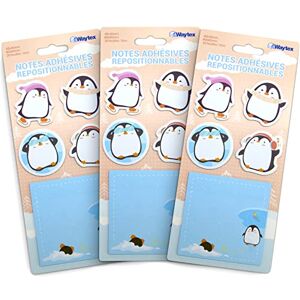 Waytex 300 Haftnotizen, wiederverwendbar, Fantasie, niedliche Tiere, 3 Aufsteller mit 100 Notizen, 4 Mini-Blöcke in Pinguin-Form und 1 quadratischer Block 8 x 8 cm, bedruckt Waytex 300 Haftnotizen, wiederverwendbar, Fantasie, niedliche Tiere, 3 Aufsteller mit 100 Notizen, 4 Mini-Blöcke in Pinguin-Form und 1 quadratischer Block 8 x 8 cm, bedruckt
