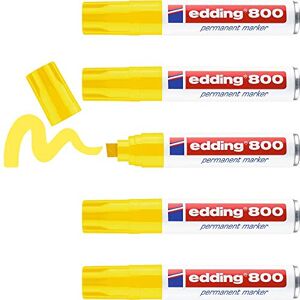 edding 800 Permanentmarker gelb 5 Stifte Keil-Spitze 4-12 mm für breite Markierungen wasserfest, schnell-trocknend, wischfest für Karton, Kunststoff, Holz, Metall, Glas edding 800 Permanentmarker gelb 5 Stifte Keil-Spitze 4-12 mm für breite Markierungen wasserfest, schnell-trocknend, wischfest für Karton, Kunststoff, Holz, Metall, Glas