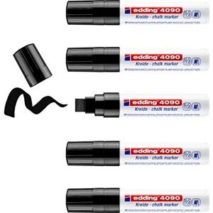edding 4090 Kreidemarker schwarz 5 Kreidestifte Keilspitze 4-15 mm breiter Kreidestift für Tafel abwischbar zum Beschriften von Fenster, Glas, Spiegel Tafelstift mit deckenden Farben edding 4090 Kreidemarker schwarz 5 Kreidestifte Keilspitze 4-15 mm breiter Kreidestift für Tafel abwischbar zum Beschriften von Fenster, Glas, Spiegel Tafelstift mit deckenden Farben