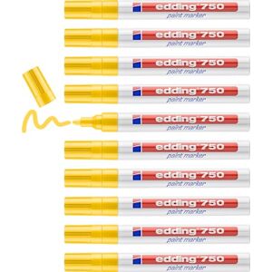 edding 750 Lackmarker gelb 10 Stifte Rundspitze 2-4 mm Lackstift zur Markierung und Beschriftung von Metall, Glas, Stein oder Kunststoff hitzebeständig, permanent, wisch- und wasserfest edding 750 Lackmarker gelb 10 Stifte Rundspitze 2-4 mm Lackstift zur Markierung und Beschriftung von Metall, Glas, Stein oder Kunststoff hitzebeständig, permanent, wisch- und wasserfest