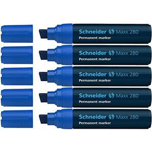 Schneider Maxx 280 Permanent-Marker mit Keilspitze (Strichstärke: 4+12 mm, nachfüllbar) 5er Packung blau Schneider Maxx 280 Permanent-Marker mit Keilspitze (Strichstärke: 4+12 mm, nachfüllbar) 5er Packung blau