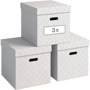 Leitz VON 3er Set Aufbewahrungsbox mit Deckel, 29 L, Cube, 100 % Recyclingkarton, Geometrisches Design, Für Schule, Studium und Haushalt, Weiß, 3 Stück, 61430001 Leitz VON 3er Set Aufbewahrungsbox mit Deckel, 29 L, Cube, 100 % Recyclingkarton, Geometrisches Design, Für Schule, Studium und Haushalt, Weiß, 3 Stück, 61430001