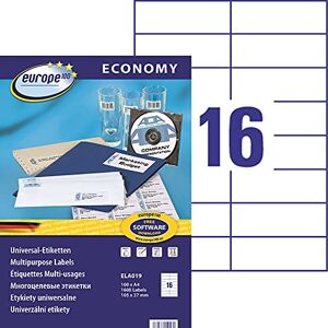 europe 100 Mehrzweck-Etiketten, selbstklebend, 105 x 37 mm, Weiß, 1600 Stück europe 100 Mehrzweck-Etiketten, selbstklebend, 105 x 37 mm, Weiß, 1600 Stück