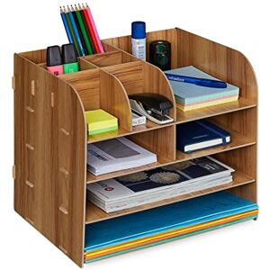 Relaxdays Schreibtisch Organizer mit Dokumentenablage, 10 Fächer, HBT: 27,5 x 32,5 x 25 cm, Büroorganizer, dunkelbraun Relaxdays Schreibtisch Organizer mit Dokumentenablage, 10 Fächer, HBT: 27,5 x 32,5 x 25 cm, Büroorganizer, dunkelbraun