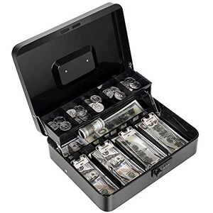 Goehiaul Geldkassette mit Spardose und Zahlenschloss Metall Spardose gestuftes Schloss Box für Geld 30,0 x 23,9 x 9,0 cm schwarz Goehiaul Geldkassette mit Spardose und Zahlenschloss Metall Spardose gestuftes Schloss Box für Geld 30,0 x 23,9 x 9,0 cm schwarz