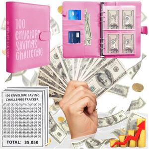 Nooydio 100 Umschläge, einfache und lustige Möglichkeit, 5.050 $ zu sparen, Budget-Binder, Sparbuch, Sparbuch, Sparbuch, Budget-Planer-Buch, zum Sparen von Geld (Rosarot) Nooydio 100 Umschläge, einfache und lustige Möglichkeit, 5.050 $ zu sparen, Budget-Binder, Sparbuch, Sparbuch, Sparbuch, Budget-Planer-Buch, zum Sparen von Geld (Rosarot)