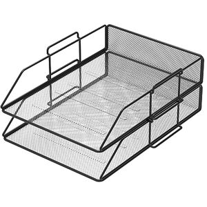 PORTENTUM 2 Stück Dokumentenablagen aus Metallgitter, A4-Format, Schwarz Stapelbarer Schreibtisch-Organizer, Zeitschriftenhalter, Aktenordner und Ablagesystem für Dokumente, Post und Briefe PORTENTUM 2 Stück Dokumentenablagen aus Metallgitter, A4-Format, Schwarz Stapelbarer Schreibtisch-Organizer, Zeitschriftenhalter, Aktenordner und Ablagesystem für Dokumente, Post und Briefe