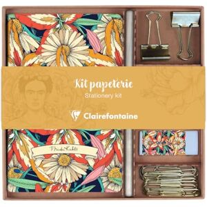 Clairefontaine 116231C Un Kit de Papeterie contenant un Carnet 11x17 cm 64 Pages Lignées, un Crayon de Papier, 2 Pinces doubles-clip, 10 Trombones et une Gomme Collection Frida Kahlo Clairefontaine 116231C Un Kit de Papeterie contenant un Carnet 11x17 cm 64 Pages Lignées, un Crayon de Papier, 2 Pinces doubles-clip, 10 Trombones et une Gomme Collection Frida Kahlo