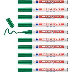 edding 751 Lackmarker grün 10 Stifte Rundspitze 1-2 mm Lackstift zur Markierung und Beschriftung von Metall, Glas, Stein oder Kunststoff hitzebeständig, permanent, wischfest edding 751 Lackmarker grün 10 Stifte Rundspitze 1-2 mm Lackstift zur Markierung und Beschriftung von Metall, Glas, Stein oder Kunststoff hitzebeständig, permanent, wischfest