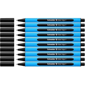 Schneider Slider Edge F Kugelschreiber (Dreikant-Stift mit Strichbreite F=Feinstrich, Kappenmodell) 10er Packung cyan-schwarz Schneider Slider Edge F Kugelschreiber (Dreikant-Stift mit Strichbreite F=Feinstrich, Kappenmodell) 10er Packung cyan-schwarz