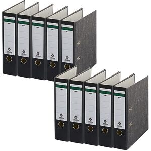 Centra Standard-Ordner, Wolkenmarmor, 10er Pack, Recycling, Blauer Engel, LGA Zertifikat, A4, 8 cm breit, bis zu 600 Blatt (80 g/m²), Kantenschutz, Griffloch, schwarz, 628576 Centra Standard-Ordner, Wolkenmarmor, 10er Pack, Recycling, Blauer Engel, LGA Zertifikat, A4, 8 cm breit, bis zu 600 Blatt (80 g/m²), Kantenschutz, Griffloch, schwarz, 628576