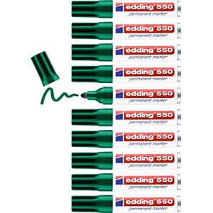 edding 550 Permanentmarker grün 10 Stifte Rundspitze 3-4 mm wasserfest, schnell-trocknend wischfest für Karton, Kunststoff, Holz, Metall, Glas edding 550 Permanentmarker grün 10 Stifte Rundspitze 3-4 mm wasserfest, schnell-trocknend wischfest für Karton, Kunststoff, Holz, Metall, Glas