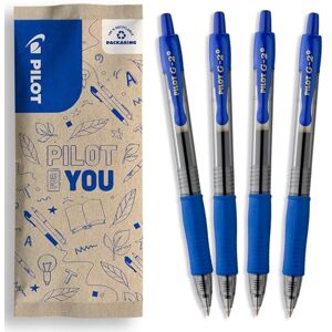PILOT 4er-Set G2 Plus Einziehbare und Nachfüllbare Gelstifte Stifte aus Recyceltem Kunststoff Blau Mittlere Spitze PILOT 4er-Set G2 Plus Einziehbare und Nachfüllbare Gelstifte Stifte aus Recyceltem Kunststoff Blau Mittlere Spitze