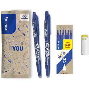 PILOT FriXion Ball 0.7 Set – 2 Stifte/6 Minen/1 Radierer – Farbe Blau – Radierbare Tintenroller 0,4mm Strichstärke, angenehme Schreibführung beim Schreiben, thermosensitive Tinte, austauschbare Mine PILOT FriXion Ball 0.7 Set – 2 Stifte/6 Minen/1 Radierer – Farbe Blau – Radierbare Tintenroller 0,4mm Strichstärke, angenehme Schreibführung beim Schreiben, thermosensitive Tinte, austauschbare Mine