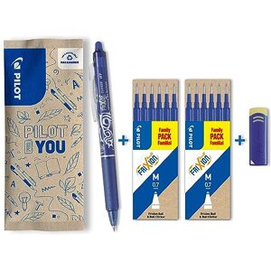 PILOT FriXion Clicker 0.7 – 1 Stift/12 Minen/1 Radierer – Farbe Blau – Radierbarer, nachfüllbarer Gel-Tintenroller mit Druckmechanik und thermosensitiver Tinte, mittlere Spitze PILOT FriXion Clicker 0.7 – 1 Stift/12 Minen/1 Radierer – Farbe Blau – Radierbarer, nachfüllbarer Gel-Tintenroller mit Druckmechanik und thermosensitiver Tinte, mittlere Spitze