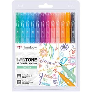 Tombow WS-PK-12P-2 Twintone Marker Set 12-Pack, Dual-Tip, Pastel, bunt Tombow WS-PK-12P-2 Twintone Marker Set 12-Pack, Dual-Tip, Pastel, bunt