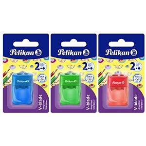 Pelikan 700245 Anspitzer mit Behälter mit 2 Löchern, Blau, Rosa oder Grün Pelikan 700245 Anspitzer mit Behälter mit 2 Löchern, Blau, Rosa oder Grün