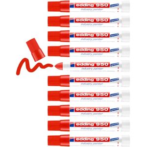 edding 950 Industrie Pastenmarker rot 10 Stifte Rundspitze 10 mm Marker zum Beschriften von Metall, Stein, Holz raue oder nasse Oberflächen permanent, wasserfest edding 950 Industrie Pastenmarker rot 10 Stifte Rundspitze 10 mm Marker zum Beschriften von Metall, Stein, Holz raue oder nasse Oberflächen permanent, wasserfest