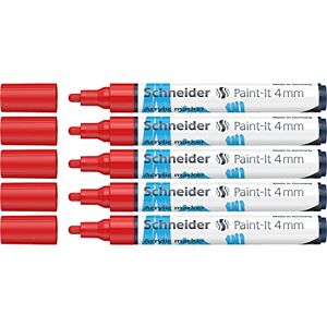 Schneider 120202 Paint-It Acrylstifte (mit 4 mm Rundspitze, hochdeckende Acrylfarben für Holz, Leinwand, Stein uvm.) 5er Pack, rot Schneider 120202 Paint-It Acrylstifte (mit 4 mm Rundspitze, hochdeckende Acrylfarben für Holz, Leinwand, Stein uvm.) 5er Pack, rot