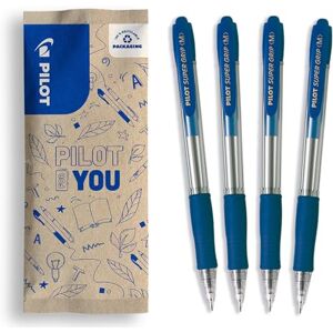 PILOT 4er-Set Super Grip G Kugelschreiber Nachfüllbarer und einziehbarer Kugelschreiber mit ultraweicher Tinte Flüssiges und komfortables Schreiben 4 Blau Mittlere Spitze PILOT 4er-Set Super Grip G Kugelschreiber Nachfüllbarer und einziehbarer Kugelschreiber mit ultraweicher Tinte Flüssiges und komfortables Schreiben 4 Blau Mittlere Spitze
