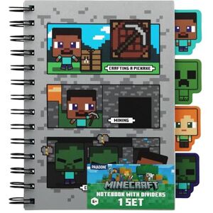 Paladone Minecraft Notebook Schreibwaren-Set für Jungen, offiziell lizenzierter A5 Spiral-gebundener Planer mit 4 Trennwänden und Lineal, Back to School Supplies Paladone Minecraft Notebook Schreibwaren-Set für Jungen, offiziell lizenzierter A5 Spiral-gebundener Planer mit 4 Trennwänden und Lineal, Back to School Supplies