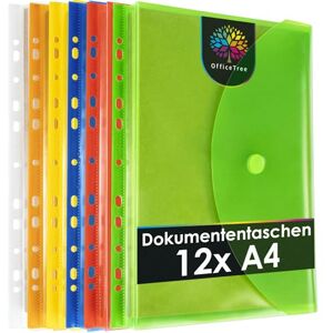 OfficeTree 12x Dokumententasche A4 mit 5 Farben und 7 Transparenten Dokumententaschen A4 mit Abheftrand inkl. 240 Lochverstärker Dokumentenmappe mit Klettverschluss Sammelmappe zum abheften OfficeTree 12x Dokumententasche A4 mit 5 Farben und 7 Transparenten Dokumententaschen A4 mit Abheftrand inkl. 240 Lochverstärker Dokumentenmappe mit Klettverschluss Sammelmappe zum abheften