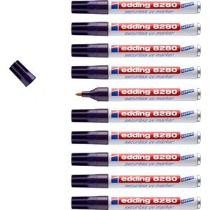 edding 8280 Securitas UV Marker farblos 10 Stifte Rundspitze 1.5-3 mm Schwarzlichtmarker zum versteckten Markieren von Fast Allen Materialien- Unsichtbares Schreiben, Geheimstift edding 8280 Securitas UV Marker farblos 10 Stifte Rundspitze 1.5-3 mm Schwarzlichtmarker zum versteckten Markieren von Fast Allen Materialien- Unsichtbares Schreiben, Geheimstift