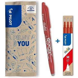 PILOT FriXion Ball 0.7 Set Radierbarer Tintenroller + 3er-Minen-Set Nachfüllbarer Rollerball aus Recyceltem Kunststoff Angenehmes Schreibgefühl Rot Mittlere Spitze PILOT FriXion Ball 0.7 Set Radierbarer Tintenroller + 3er-Minen-Set Nachfüllbarer Rollerball aus Recyceltem Kunststoff Angenehmes Schreibgefühl Rot Mittlere Spitze