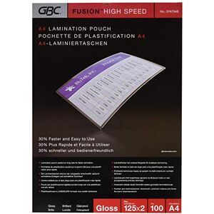 GBC HighSpeed Laminierfolien A4 125 mic, Für bis zu 30 % schnelleres Laminieren, Robuste Laminiertaschen im 100er Pack, Glänzend, Transparent, 3747348 GBC HighSpeed Laminierfolien A4 125 mic, Für bis zu 30 % schnelleres Laminieren, Robuste Laminiertaschen im 100er Pack, Glänzend, Transparent, 3747348