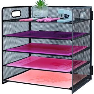 ideallife Briefablage mit 5 Ebenen, mit Griff, Metallgitter, Schreibtisch-Organizer mit verschiebbaren Ablagen, Papiersortierer, Schreibtisch-Organizer für Zuhause, Büro, Schule, Schwarz ideallife Briefablage mit 5 Ebenen, mit Griff, Metallgitter, Schreibtisch-Organizer mit verschiebbaren Ablagen, Papiersortierer, Schreibtisch-Organizer für Zuhause, Büro, Schule, Schwarz