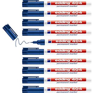 edding 404 Permanentmarker blau 10 Stifte feine Rundspitze 0,75 mm wasserfest, schnell-trocknend wischfest für Karton, Kunststoff, Holz, Metall, Glas edding 404 Permanentmarker blau 10 Stifte feine Rundspitze 0,75 mm wasserfest, schnell-trocknend wischfest für Karton, Kunststoff, Holz, Metall, Glas