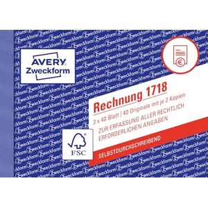 Avery 1718 Rechnung speziell für Österreich (A6 quer, 3x40 Blatt, selbstdurchschreibend mit farbigen Durchschlägen, zur Erfassung aller rechtlich erforderlichen Angaben) weiß/ gelb,/rosa Avery 1718 Rechnung speziell für Österreich (A6 quer, 3x40 Blatt, selbstdurchschreibend mit farbigen Durchschlägen, zur Erfassung aller rechtlich erforderlichen Angaben) weiß/ gelb,/rosa